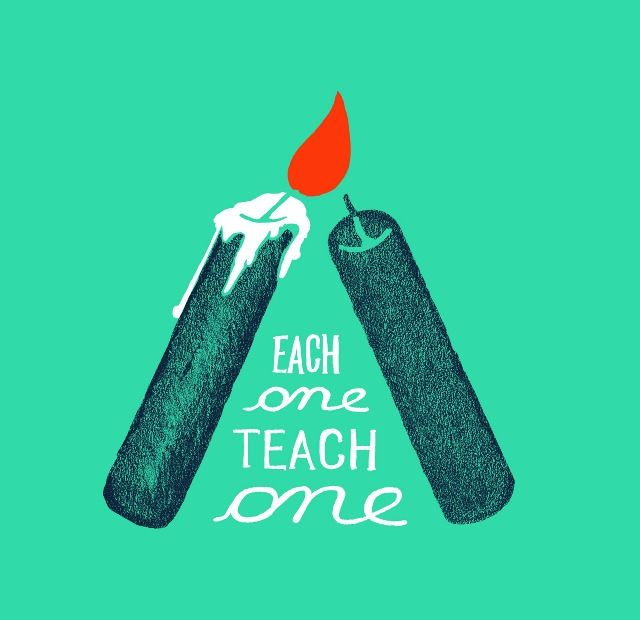 Each one teach one. One teach one support 1. One teach. Eacno. One teach.