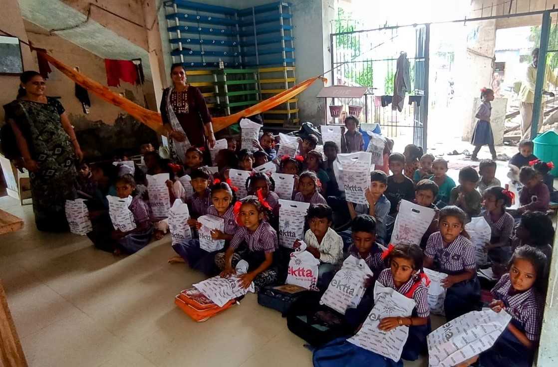 On 31st July 2025, as part of our aim to prevent illness in the villages, the Herva Foundation organised a successful distribution of shoes and socks in the small underprivileged village of Pethapur, in the Kheda district of Gujarat. 
64 (31 boys & 33 girls) students of the primary school in the village were provided with shoes and socks. 